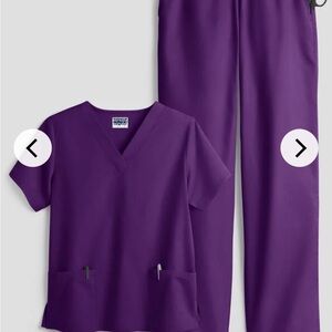 Purple V-Neck Scrub Top and Pants Set